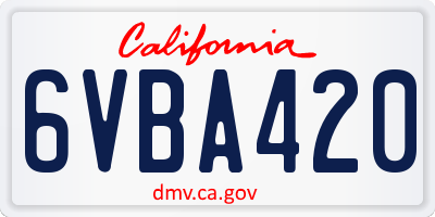 CA license plate 6VBA420