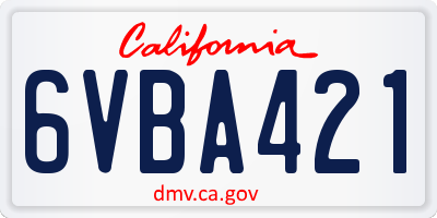 CA license plate 6VBA421