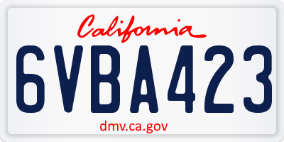 CA license plate 6VBA423