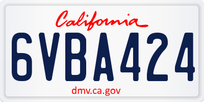 CA license plate 6VBA424