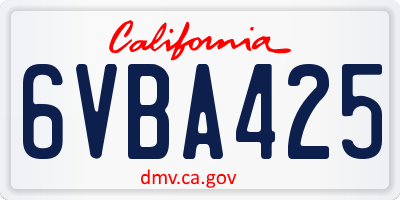 CA license plate 6VBA425