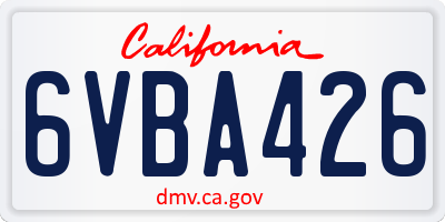 CA license plate 6VBA426