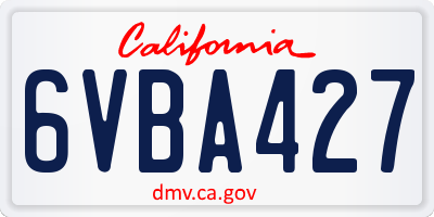 CA license plate 6VBA427
