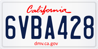 CA license plate 6VBA428