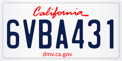 CA license plate 6VBA431