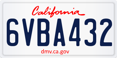 CA license plate 6VBA432