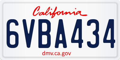 CA license plate 6VBA434