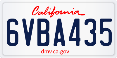 CA license plate 6VBA435