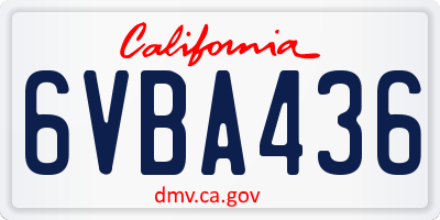 CA license plate 6VBA436
