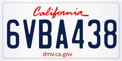 CA license plate 6VBA438