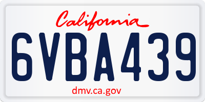 CA license plate 6VBA439
