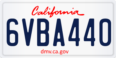 CA license plate 6VBA440