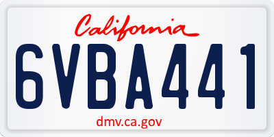 CA license plate 6VBA441