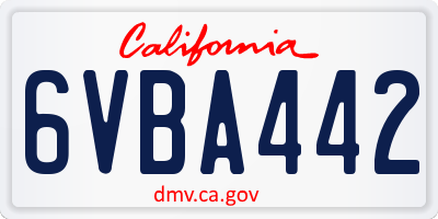 CA license plate 6VBA442