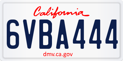 CA license plate 6VBA444