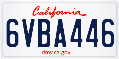 CA license plate 6VBA446