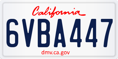 CA license plate 6VBA447