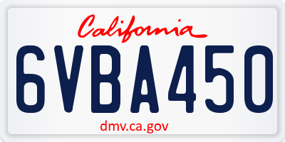 CA license plate 6VBA450