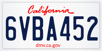 CA license plate 6VBA452