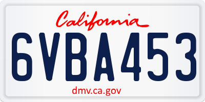 CA license plate 6VBA453