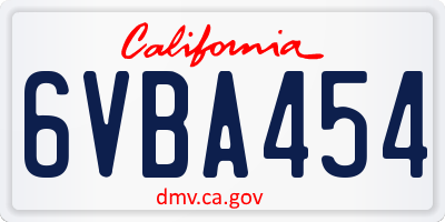 CA license plate 6VBA454