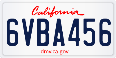 CA license plate 6VBA456