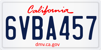 CA license plate 6VBA457