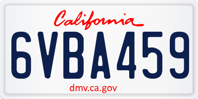 CA license plate 6VBA459