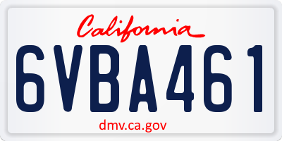 CA license plate 6VBA461