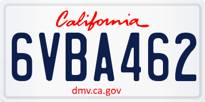 CA license plate 6VBA462
