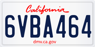CA license plate 6VBA464