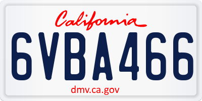 CA license plate 6VBA466