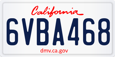 CA license plate 6VBA468