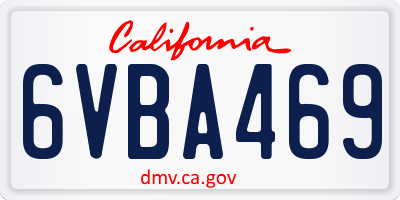 CA license plate 6VBA469