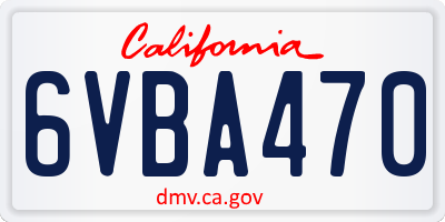 CA license plate 6VBA470