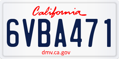 CA license plate 6VBA471