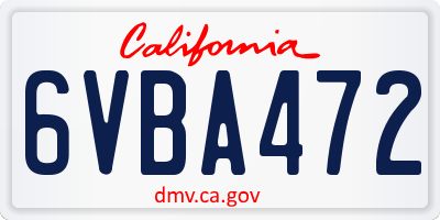 CA license plate 6VBA472