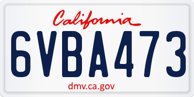 CA license plate 6VBA473