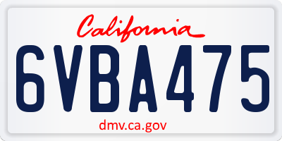 CA license plate 6VBA475