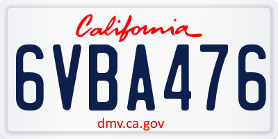 CA license plate 6VBA476