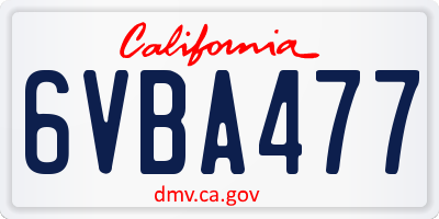 CA license plate 6VBA477