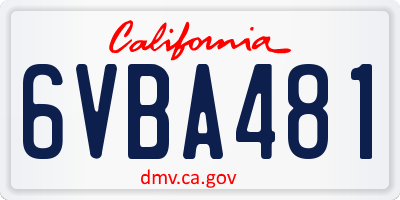 CA license plate 6VBA481