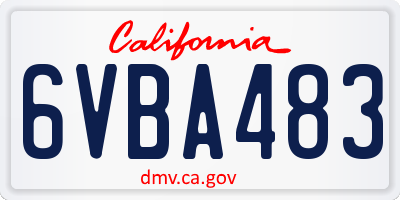 CA license plate 6VBA483