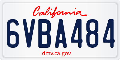 CA license plate 6VBA484