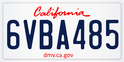 CA license plate 6VBA485