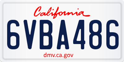 CA license plate 6VBA486