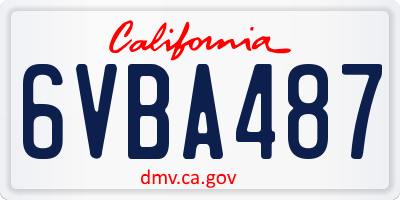 CA license plate 6VBA487