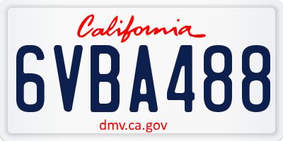 CA license plate 6VBA488