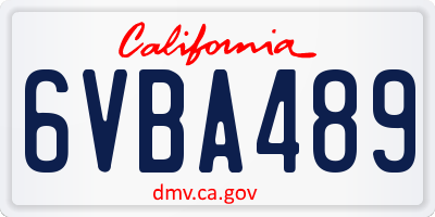 CA license plate 6VBA489