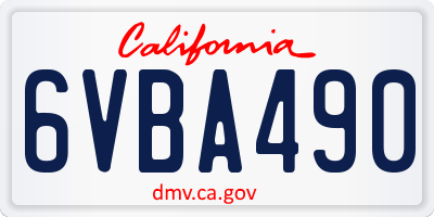 CA license plate 6VBA490
